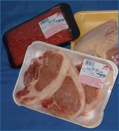 Packages of store-bought meat.