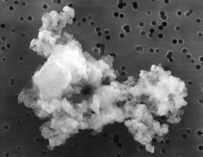 Interplanetary dust particle that resembles fluffy cotton