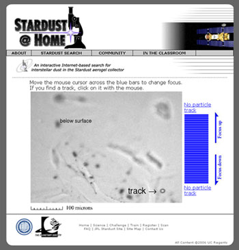 Screenshot of the Stardust at Home website